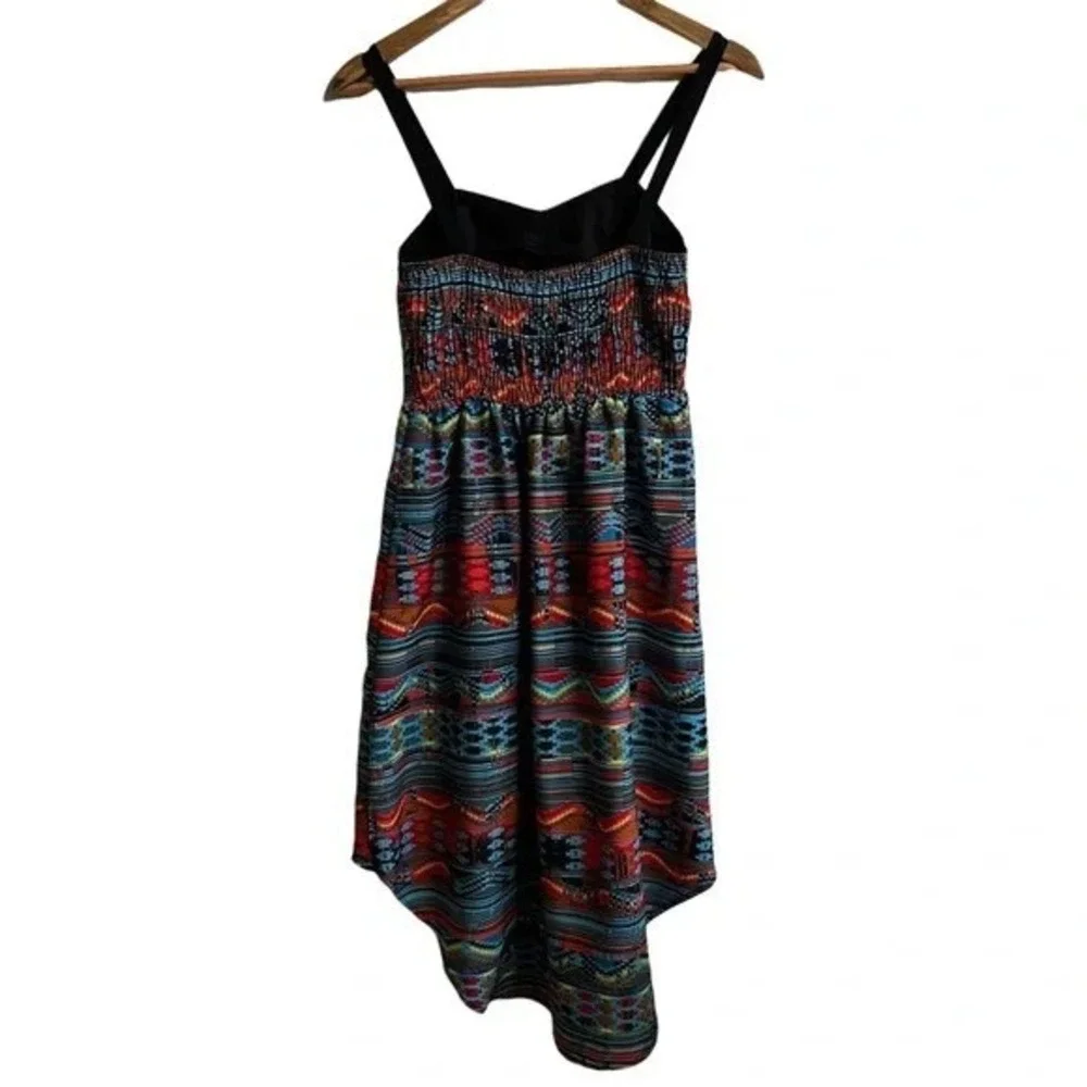 Lottie & Holly Aztec Print High Low Dress‎ Boho Y2K S